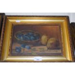 Early 20th Century school still life study of fruit, oil on board, gilt framed