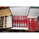 Two boxes of Arthur Price silver plated cutlery and one other