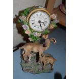 Modern mantel clock with deer decoration