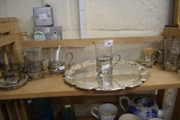 Mixed Lot: Various silver plated wares to include serving tray, glasses, frames etc