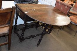 18th Century oak oval drop leaf dining table 101cm wide