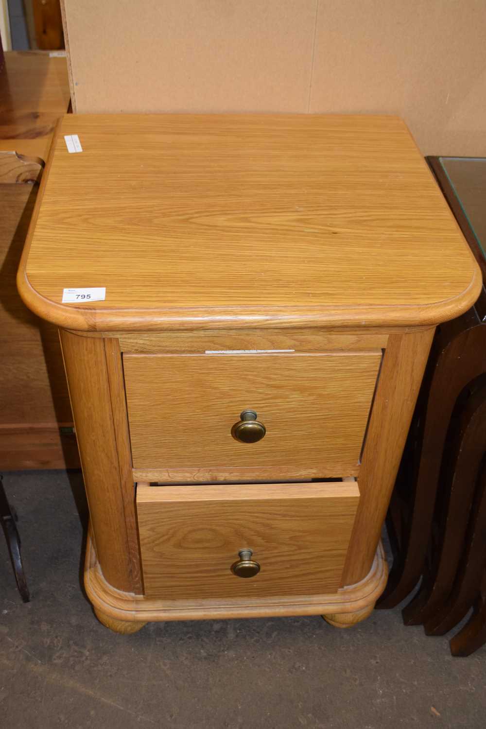 Light oak two drawer bedside cabinet