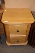 Light oak two drawer bedside cabinet