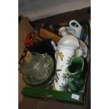 One box of various ceramics to include Portmeirion vase, further cruet etc