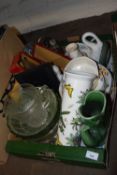 One box of various ceramics to include Portmeirion vase, further cruet etc