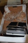 Box of various assorted picture frames, glass bowls etc