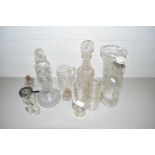 Mixed Lot: Various decanters, glass vase etc