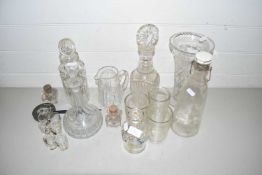 Mixed Lot: Various decanters, glass vase etc