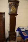 18th Century and later oak eight day long case clock with brass face marked Robert Potts,