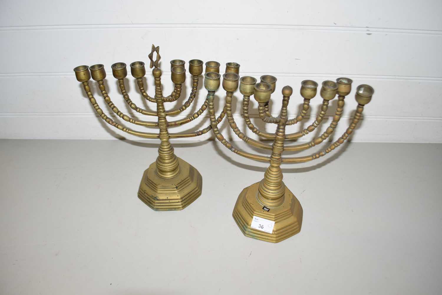 Pair of Jewish Menorah candlesticks