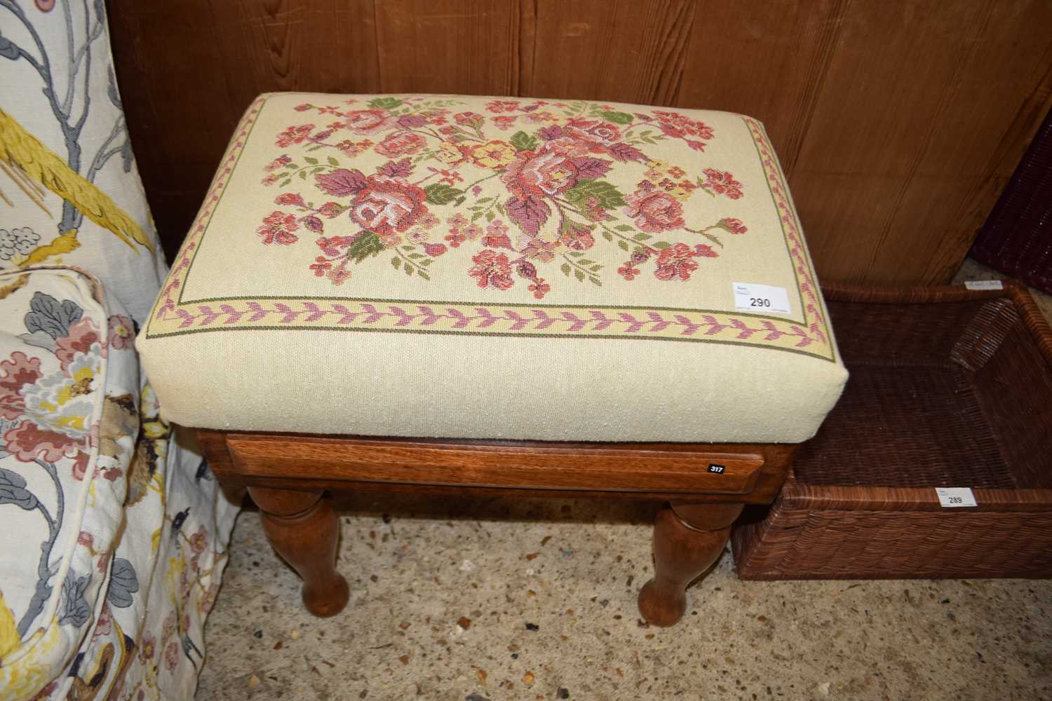 Late Victorian box seated stool with floral cover