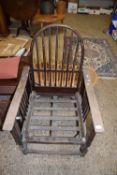 Early 20th Century oak framed recliner armchair