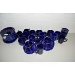 Collection of Portmeirion blue totem tea wares