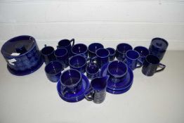 Collection of Portmeirion blue totem tea wares