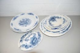 Quantity of various blue and white serving plates