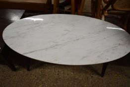 Retro marble effect oval coffee table