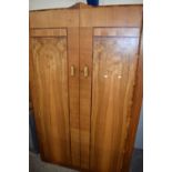 Art Deco style walnut veneered double door wardrobe