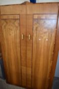 Art Deco style walnut veneered double door wardrobe