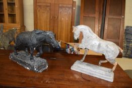 Two plaster work models of horses (a/f)