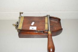 Vintage hardwood and metal mounted tobacco cutter
