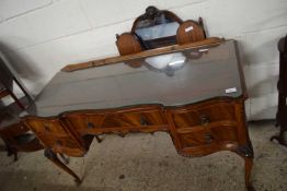 Reproduction mahogany veneered dressing table with triple mirrored back