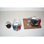 Group of three vintage car lamps