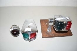 Group of three vintage car lamps