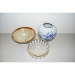 Mixed Lot: Modern delft vase and two further bowls