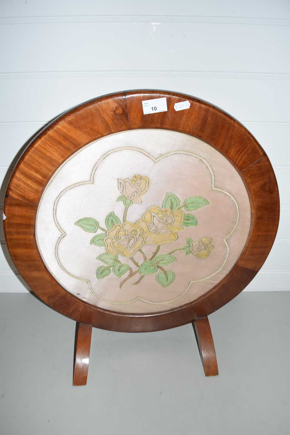 Wooden framed circular needlework screen