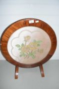 Wooden framed circular needlework screen