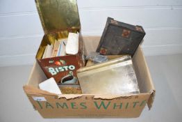 Box of various assorted vintage tins to include tobacco and others