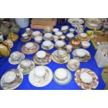 Large collection of Japanese eggshell teacups and saucers
