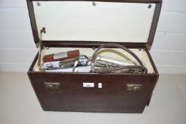 Case of various vintage medical instruments