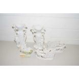 Collection of various white porcelain figural vases