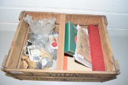 Box of assorted items to include Great Yarmouth Co-Op Society tokens,cigarette cards and other