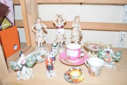 Mixed Lot: Various continental figures, miniature cups and saucers and other items