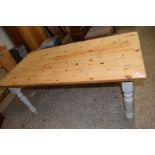 Modern pine rectangular kitchen table on painted base, 180cm wide