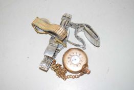 Collection of assorted wrist watches together with a gold plated pocket watch