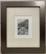 British, contemporary, 'Tracks in the Snow', hand coloured etching, limited edition, numbered (13/