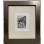 British, contemporary, 'Tracks in the Snow', hand coloured etching, limited edition, numbered (13/