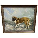 A.J Cole (British, 20th century), study of a Saint Bernard, oil on canvas, signed and dated 86,
