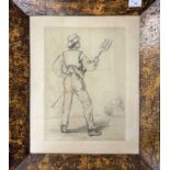 Attributed to Thomas Sword Good RA (British, 19th century), pencil study of a farm worker with