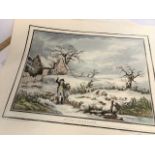 Folder containing 15, 19th century, hand coloured engravings / etchings including: Thomas