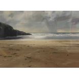 Jonathan Taylor (British, contemporary), Caswell Bay, Gower Peninsula, mixed media,15x21ins,