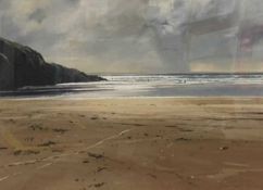 Jonathan Taylor (British, contemporary), Caswell Bay, Gower Peninsula, mixed media,15x21ins,