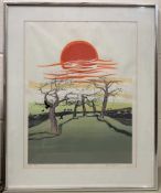 Robert Barnes (British, contemporary), 'Trees', coloured linocut, limited edition, numbered (13/30),