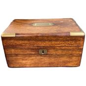 Mahogany box with brass bound corners and brass top