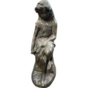 Hollow bronzed metal model of a seated lady, 45cm high