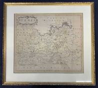 Robert Morden, "Surrey", hand coloured engraved map, circa 1695, 15x17ins, framed and glazed.