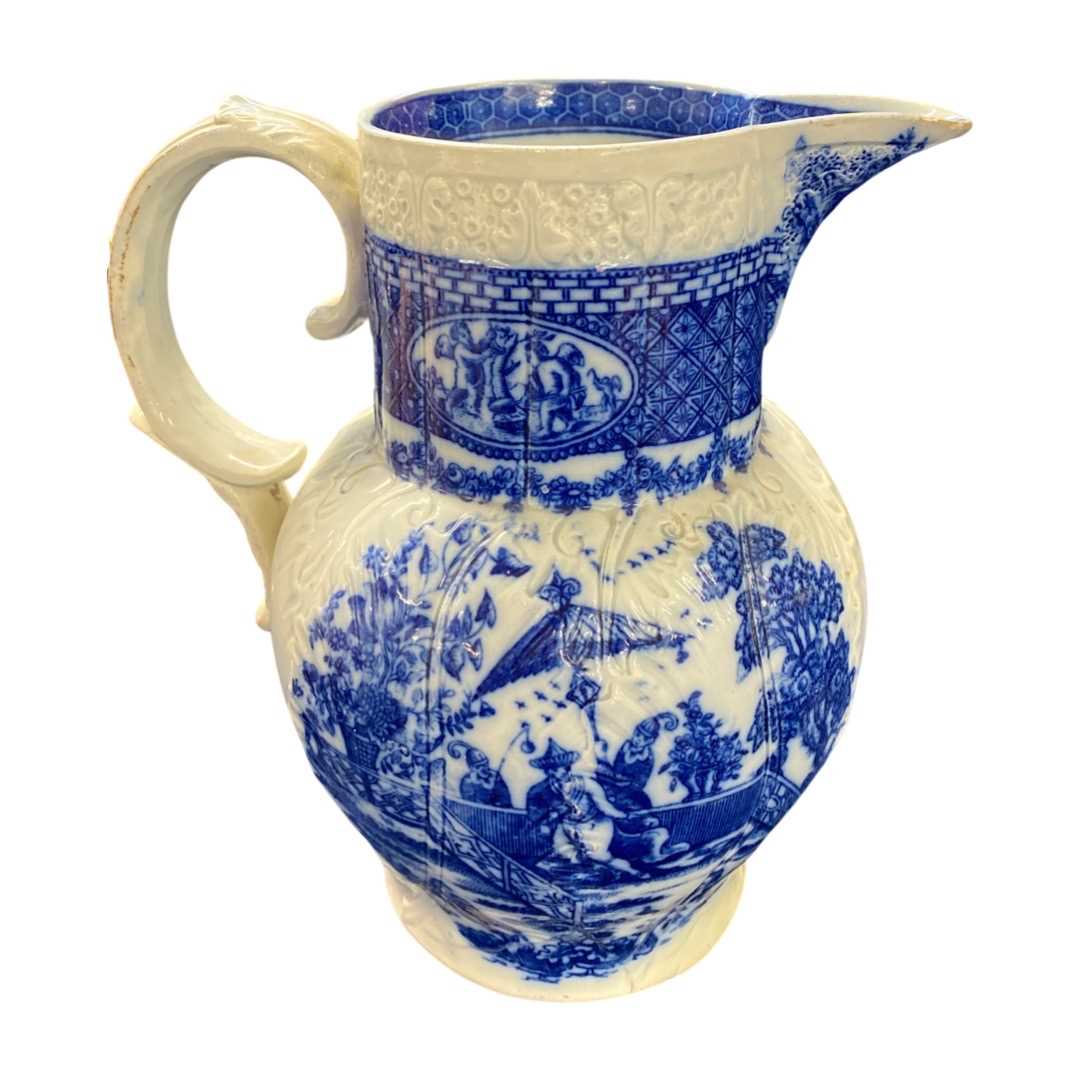 Late 18th Century Pearlware jug with blue printed designs
